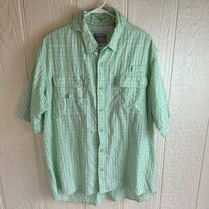 Men's Bimini Bay Mint Green Checkered Fishing Button-Down Shirt, Size XL